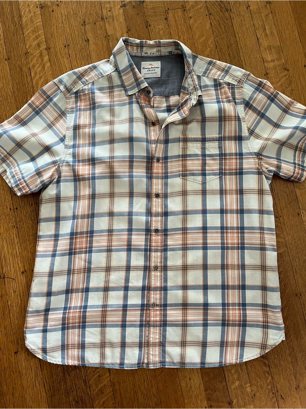 Tommy Bahama Short-Sleeve Plaid Button-Down Shirt - Blue & Tan